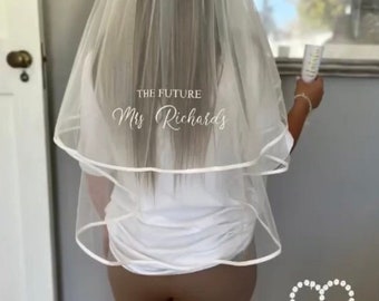 Personalised Future Mrs… Hen Party Veil - Bride, Bridal, Bachelorette, Bride to Be