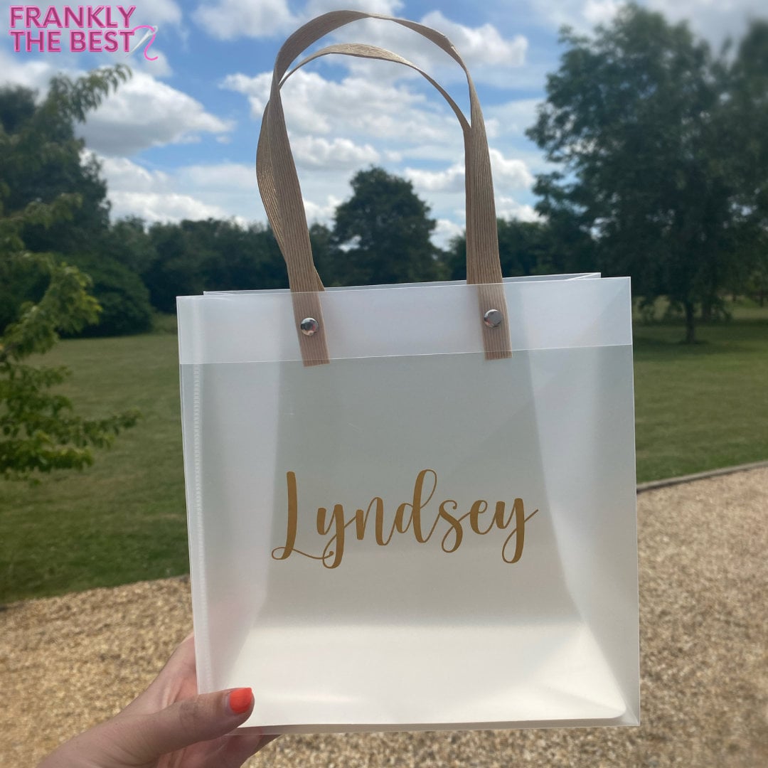 Personalised Clear Gift Bag, Wedding, Bridesmaid Gift Bag, Birthday