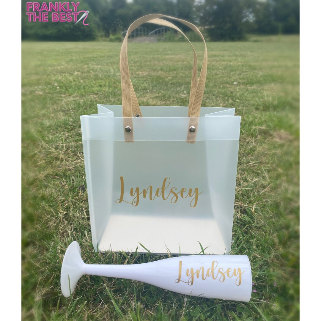 Personalised Clear Gift Bag, Wedding, Bridesmaid Gift Bag, Birthday Gift Bag, Transparent