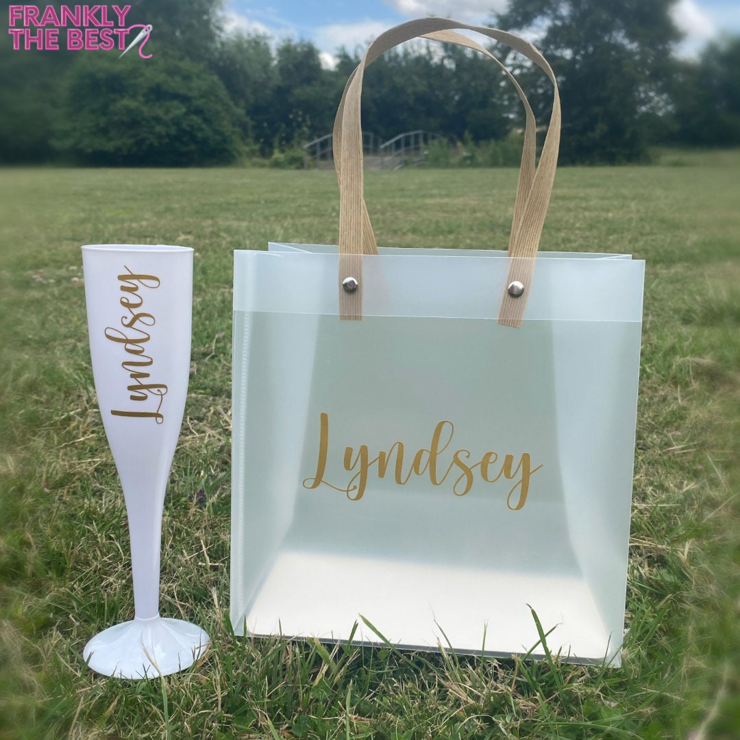 Personalised Clear Gift Bag, Wedding, Bridesmaid Gift Bag, Birthday Gift Bag, Transparent