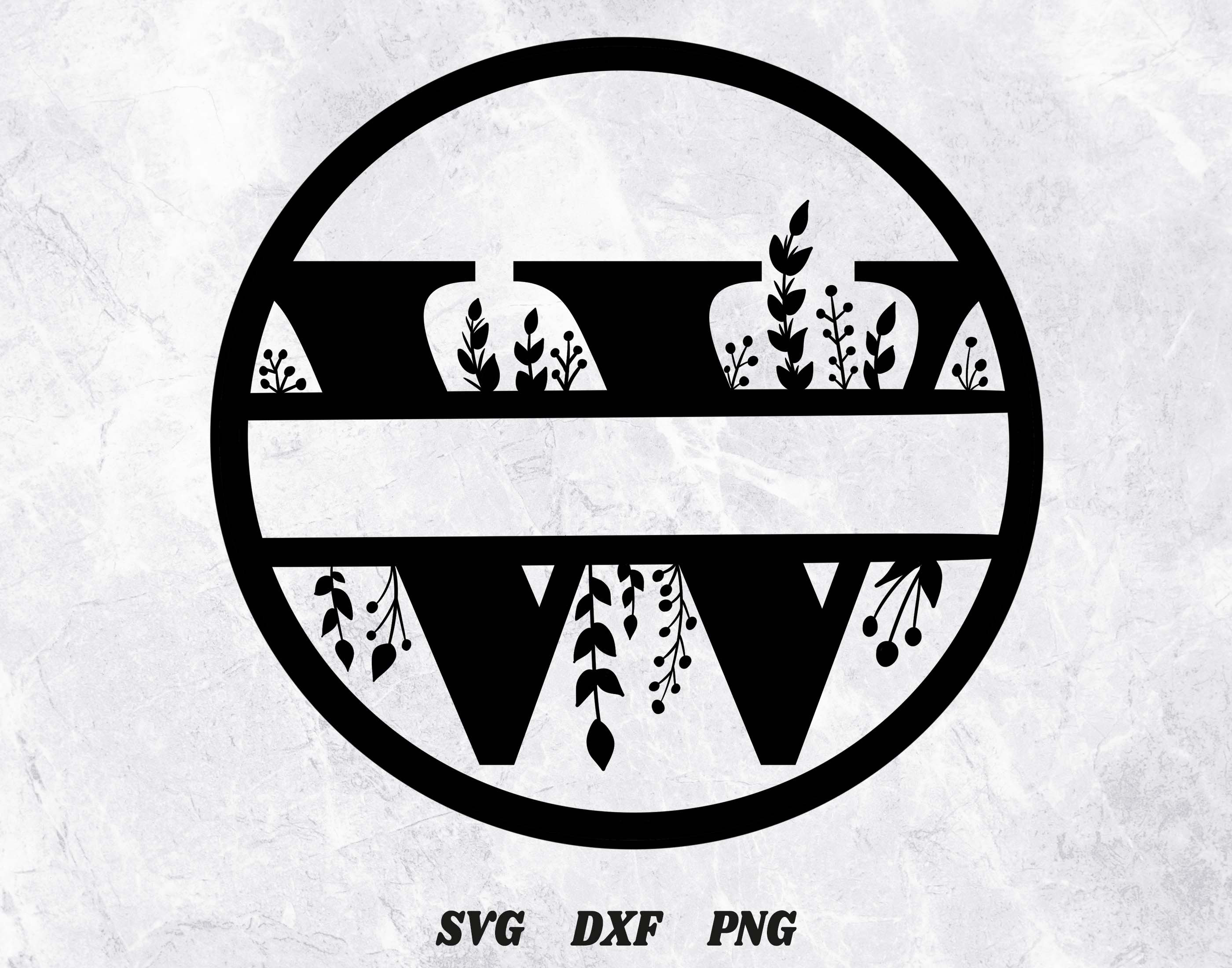 Floral Split Monogram Letter W SVG Family Sign DXF PNG Cut - Etsy
