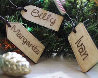 Etiquetas de madera personalizadas: decoración navideña personalizada