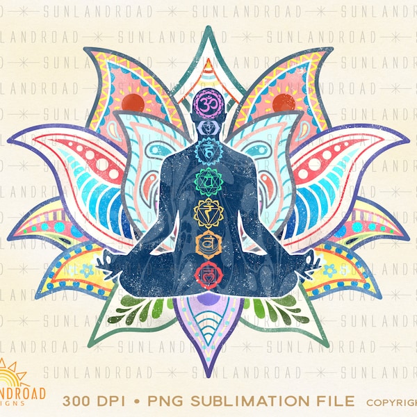 Chakra png, yoga png, lotus flower png, mental health png, meditation png, zen shirt png, boho shirt, hippie png, floral png, flower png