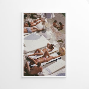 Schlanke Arons Sonnenanbeter im Eden Roc Print Poster, Vintage Print, Fotografie Drucke, altes Geld Poster, High Society Foto Druck