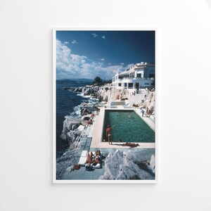 Pôster com impressão de piscina Eden-roc de Slim Aarons, impressão vintage, impressões fotográficas, impressão de fotos da alta sociedade, impressão de fotos com qualidade de museu