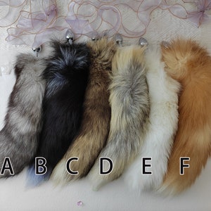 Handmade 17IN,40CM fox fur tail plug fox tail plug wolf tail butt plug cat tail plug anal plug tail anime cosplay petlay tail mature image 6