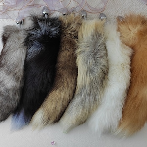 Handmade 17IN,40CM fox fur tail plug fox tail plug wolf tail butt plug cat tail plug anal plug tail anime cosplay petlay tail mature image 1