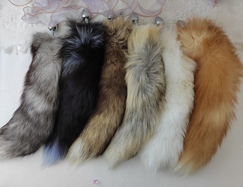 Handmade 17IN,40CM fox fur tail plug fox tail plug wolf tail butt plug cat tail plug anal plug tail anime cosplay petlay tail mature image 1