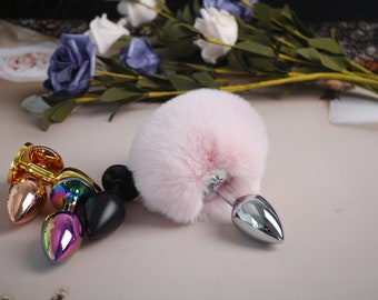 Pink Claw  Rabbit Tail 10cm Cosplay Anime Sexy Cute Animal Furry Mature Rabbit Tail Butt Plug handmade Variety of Butt Plugs