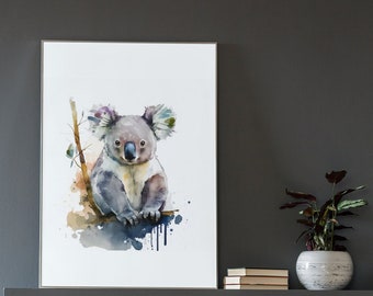 Koala Dream - Una impresión de arte Koala de acuarela digital / Arte de pared imprimible para oficina, sala de estar, dormitorio, guardería