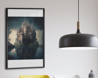 Castillo misterioso - Impresión de arte digital para decoración del hogar / Arte de pared imprimible para oficina, sala de estar, dormitorio, arte inspirador / infantil