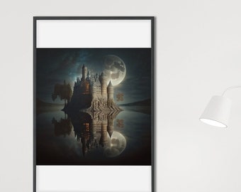 Castillo caprichoso - Impresión de arte digital para decoración del hogar / Arte de pared imprimible para oficina, sala de estar, dormitorio, inspirador / Castillo mágico