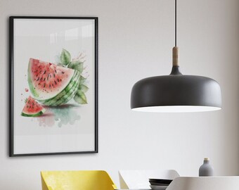 Sweet Summer Slice - Una impresión de arte de sandía de acuarela digital / Arte de pared imprimible para oficina, sala de estar, dormitorio, inspirador