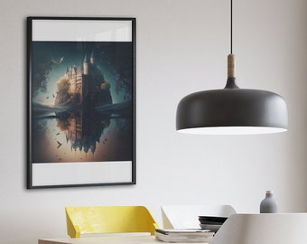 Castillo encantado - Impresión de arte digital para decoración del hogar / Arte de pared imprimible para oficina, sala de estar, dormitorio, inspirador / Castillo mágico