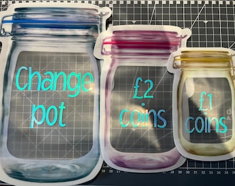 Lay Flat Coin Jars | Lay Flat Mason Jars | Personalised | Cash Envelope | Cash Budgeting | Coin Jar |