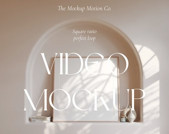 Video mockup animato con cornice quadrata / visualizzazione di opere d'arte (PSD)
