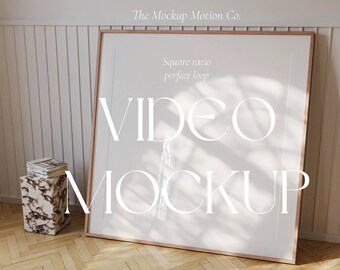 Video mockup animato con cornice quadrata / visualizzazione di opere d'arte (PSD)