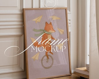 Simple Frame Mockup: Vertical Poster, Neutral Wall, PSD Template