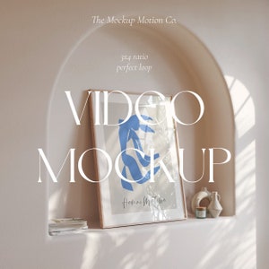 Video Mockup Frame | 3x4 ratio | Wood Frame Mockup Animated | PSD | Vertical Frame | Realistic Light & Shadows | Minimal Thin Wood Frame
