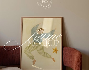 Vertical Frame Mockup, A3 A4 DIN A, Minimal Wall Art PSD (Digital Download)