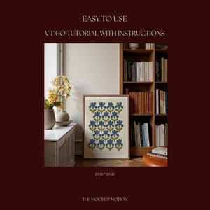 Portrait wooden frame mockups leaning against an oak bookcase in a cozy Scandinavian-style reading nook — soft natural window light, hardwood floor, decorative vases and orchids on a console; styled home decor and print mockups for listings.