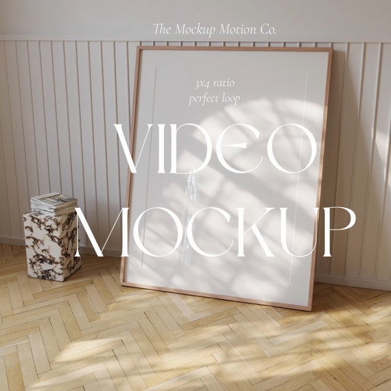 Animated 3x4 Wood Frame Mockup Video | Realistic Shadows (PSD)