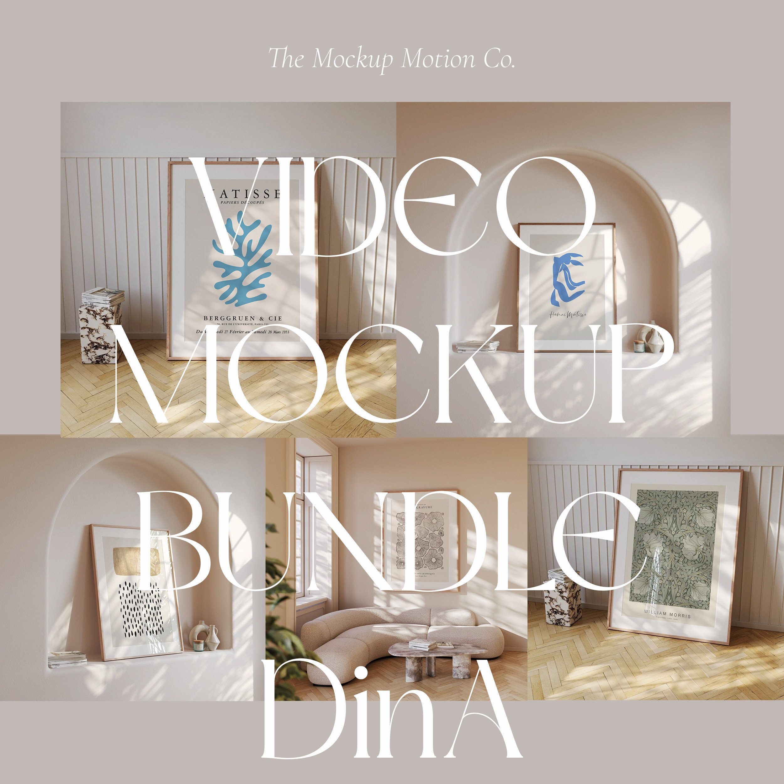 Frame video mockup bundle | Din A | printable mockup | animated mockup | psd frame mockup |thin frame mockup | single frame mockup
