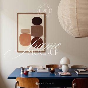 Living Room Scene Frame Mockup: DIN A Portrait, Wall Art PSD Template (Photopea Compatible)