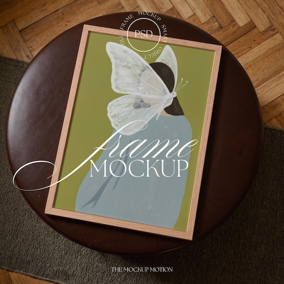 DIN A Vertical Frame Mockup Top Down View, A3 A4 A2 Frame PSD, Minimal Wall Art Mockup, PSD Template, Photopea Compatible