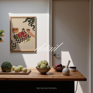Vertical Frame Mockup, Kitchen Scene, A-Series PSD Template (Photopea Compatible) image 5