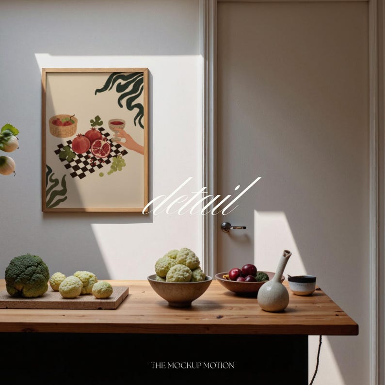 Vertical Frame Mockup, Kitchen Scene, A-Series PSD Template (Photopea Compatible) image 5