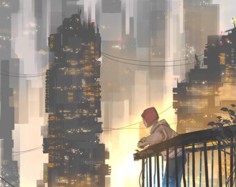Metropolis - Limited Edition Print. Signed & numbered by Pink Floyd artist Finlay Cowan - Fantasy Series