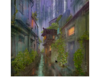 Shanghai Cat Print - Limited Edition Giclee Print. Signed & numbered by Finlay Cowan