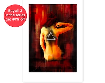 Pink Floyd 'Backs' / Dark Side 30th Anniversary Limited Edition art print 2025. Hand signed & numbered by Pink Floyd designer Finlay Cowan
