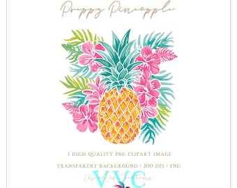 Preppy Ananas Clip Art - transparenter Hintergrund in PNG - Obst, Strand, Sommer, Florida, tropisch, Paradies, Strand, Insel, Küste