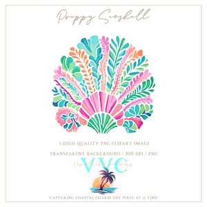 Image clipart coquillage preppy - fond transparent en PNG - coquillages, coquillages, plage, île, Floride, tropical, paradis, côtier, été