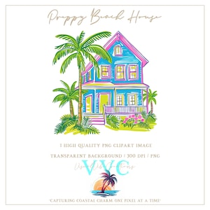 Preppy Beach House Clip Art - transparenter Hintergrund in PNG - Blumen, Strand, Insel, lebhaft, Blume, Florida, Key West, tropisch, Paradies