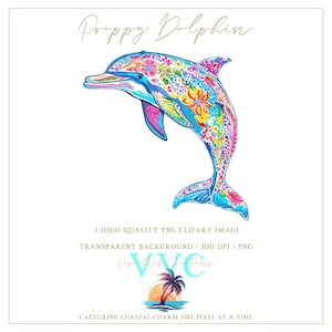 Preppy Delfin Clip Art - transparenter Hintergrund in PNG - Blumen, Strand, Insel, lebhaft, Blume, Florida, tropisch, Paradies