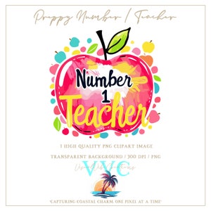 Preppy Number 1 Lehrer Clip Art - transparenter Hintergrund in PNG - lebhafte, Florida, beste Lehrerin, Schülerin, Schüler, Kinder, Schule Clip Art, Apfel