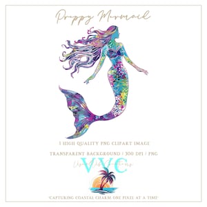 Preppy Mermaid Clip Art - transparenter Hintergrund in PNG - Strand, Insel, lebhaft, Ozean, Florida, tropisch, Sommer, Leben im Meer, Paradies, Fisch