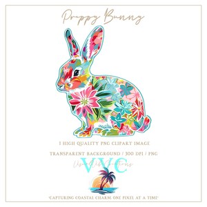 Preppy Bunny Clip Art - transparent bakgrund i PNG - vibrerande, kanin, skogsdjur, barnkammardekor, sött djur, blommig clipart