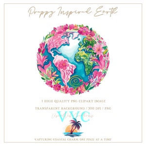 Preppy inspirierte Erde Clip Art - transparenter Hintergrund in PNG - Ozean, Galaxie, Strand, Insel, Blumen, Blume, Planet, Welt, Recycling