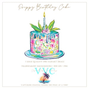 Preppy Birthday Cake Clip Art - transparenter Hintergrund in PNG Strand, lebhaft, Florida, tropisch, Sommer, Geburtstag für Sie, Geburtstagsparty