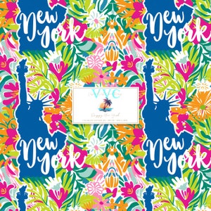 Papel digital Preppy New York, 1 padrão uniforme para papel de scrapbook para impressão - download instantâneo, Estátua da Liberdade, NY, I Love NY, flor
