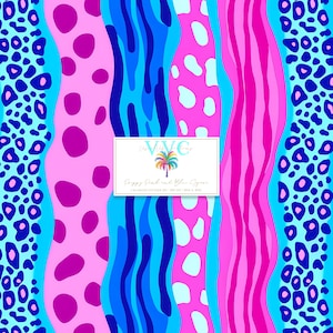 Preppy Pink & Blau Safari Digital Papier, 1 nahtlose Muster für Scrapbook Papier - Instant Download, wilde Tiere Hintergrund für Kunsthandwerk