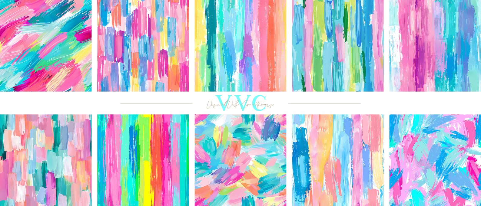 Preppy Vibrant Brushstrokes Digital Paper, 10 Seamless Beach Patterns ...