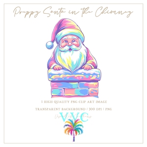 Preppy Santa in the Chimney Clip Art - transparent background in PNG - vibrant, merry christmas, santa claus clip art, holiday, winter