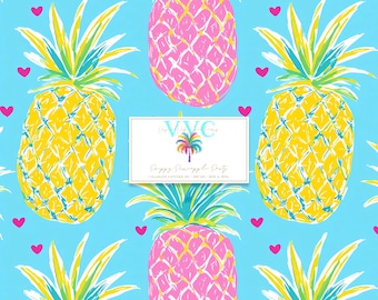 Preppy Pineapple Party Digital Paper, 1 Seamless Pattern for Scrapbook Paper, Instant Download, cute summer fruit pattern, pineapple pattern
