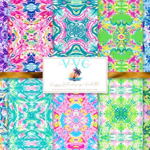 Preppy Kaleidoskop Pack #2 Digitales Papier, 10 nahtlose Strand Muster für Printable Scrapbook Papier - Instant Download, tropisch, lebendig