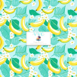 Preppy Banane Digital Papier, 1 nahtlose Muster für Scrapbook - Instant Download, Sommer, tropische Früchte, Muster für Stoff